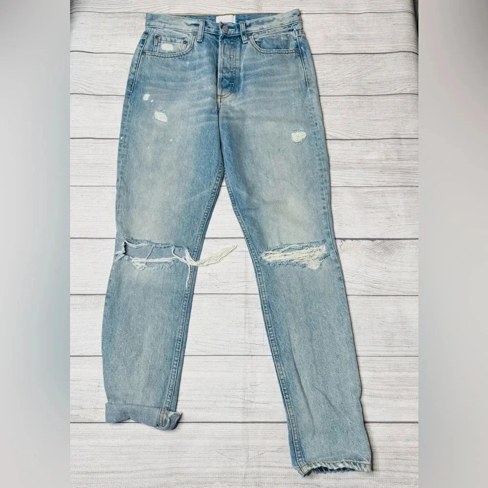 Boyish by Her The Billy High Waist Straight Button Fly Easy Rider Wash Size 27